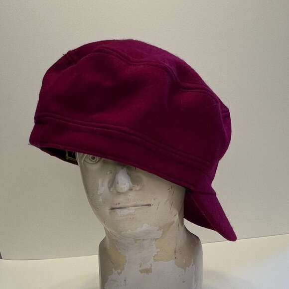 Scala Pronto Newsboy Cap with Rhinestone Peace Sign in Burgundy - Picture 2 of 7